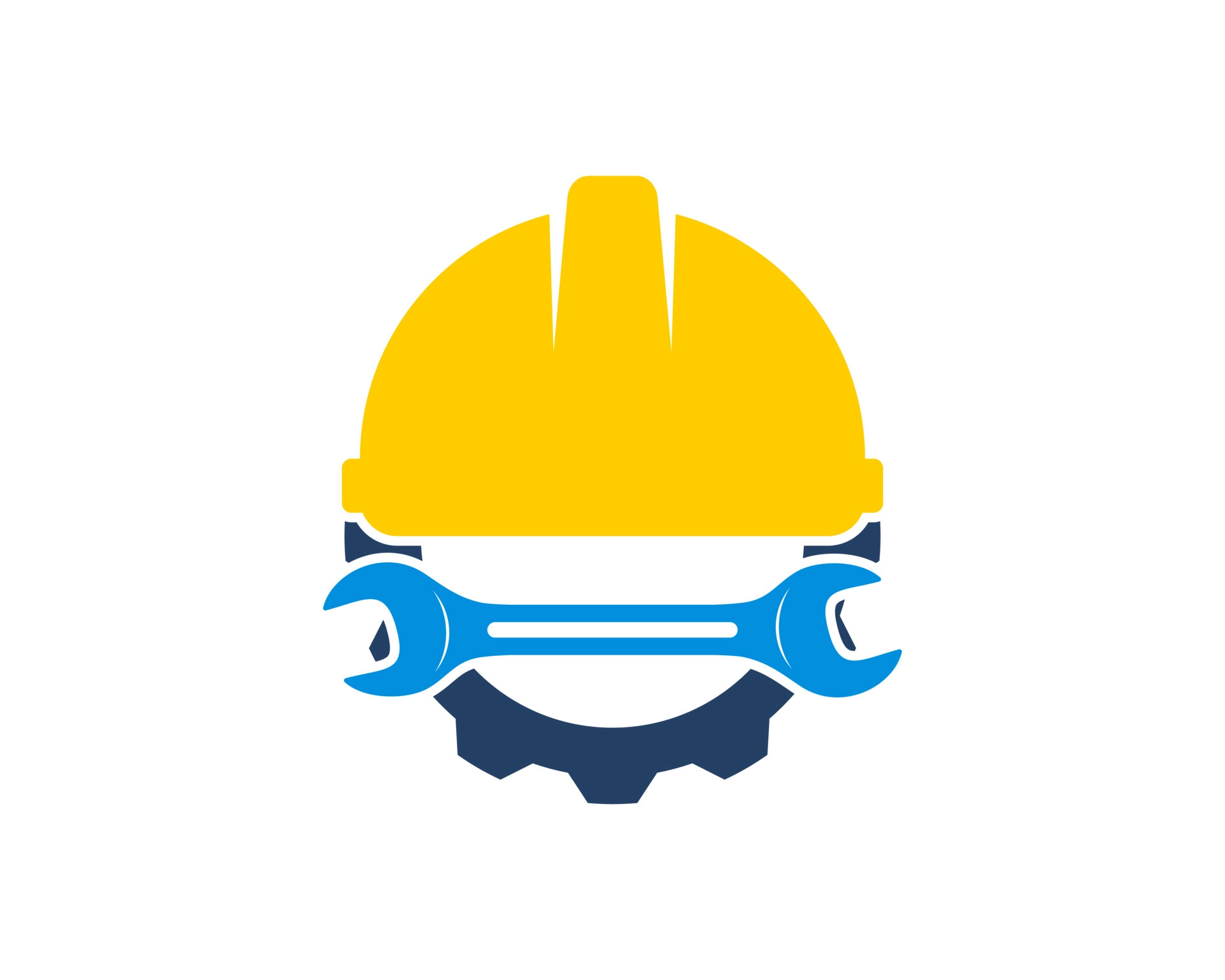 safety-helmet-with-gear-and-wrench-free-vector