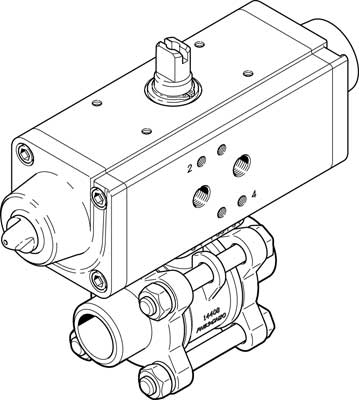 1774108 Unidad Actuadora De Valvula De Bola Festo VZBA-11/4"-WW-63-T-22-F0405-V4V4T-PS53-R-90-4-C