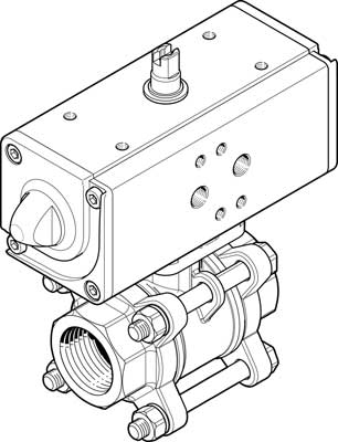 1809657 Unidad Actuadora De Valvula De Bola Festo VZBA-11/2"-GG-63-T-22-F0507-V4V4T-PP60-R-90-C
