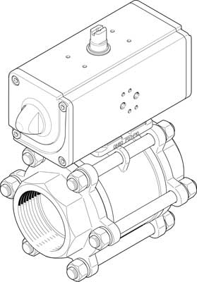 1809660 Unidad Actuadora De Valvula De Bola Festo VZBA-3"-GG-63-T-22-F0710-V4V4T-PP180-R-90-C