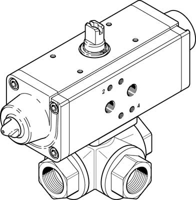 1915751 Unidad Actuadora De Valvula De Bola Festo VZBA-2"-GGG-63-32T-F0507-V4V4T-PS90-R-90-4-C